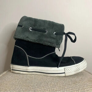 Converse All Star Chuck Taylor Andover Fold Over Cuff  Black Fleece Shoes 6.5
